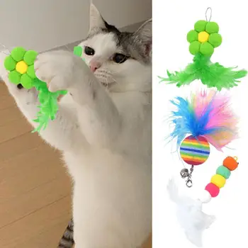 Kedi Tüy Oyuncak Tüy Yedek Kafa Geri Çekilebilir Kedi Sopa Kedi Ürünleri İnteraktif Kediler Oyuncaklar Kedi Haddeleme Teaser Tüy Oyuncak