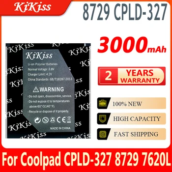 KiKiss 100 % Yeni Pil 8729 CPLD327 CPLD 327 3000mAh Coolpad CPLD-327 8729 7620L Piller