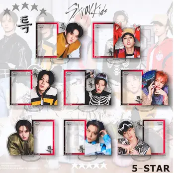 Kpop Kaçak Çocuklar Yeni Albüm 5 yıldızlı Akrilik Standı Ekran kart tutucu Photocards Depolama Rafı Masaüstü Dekorasyon Süsler