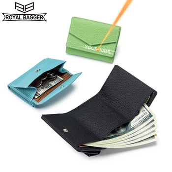 Kraliyet Bagger Mini Kısa Cüzdan Kadınlar için Hakiki İnek Deri Moda Üç Katlı cüzdan Japon Tarzı Kart Sahipleri 3448