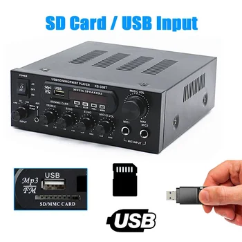 KS33BT Hıfı Dijital Amplifikatör 2x450W Bluetooth Uyumlu Stereo LED Dijital ses amplifikatörü USB bellek Kartı Aux FM Radyo