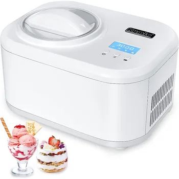 KUMİO 1 Quart Otomatik dondurma yapma makinesi Kompresörlü, Ön dondurma yok, 4 Modlu Yoğurt Makinesi lcd ekran ve Zamanlayıcı