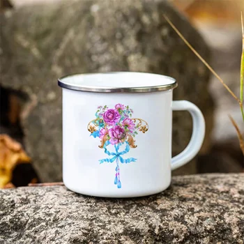 Kupa Kahve Çay Mavi Rüya Çiçek Emaye Kupa Hayat Daha İyi Yapar Fincan Özel Bardak ve Kupalar Orijinal Kahvaltı Bardak Kişiselleştirilmiş Hediye