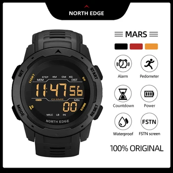 KUZEY KENAR Mars Erkekler akıllı saatler Askeri İzle İkili Zaman Pedometre Kadın Spor Geri Sayım dijital alarmlı saat Saat Su Geçirmez 50M