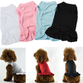 Köpek Elbise Pet Köpek Giysileri Küçük Yelek Köpek Etek Yumuşak Pamuklu Pet Kumaş Düz Renk Bahar Yaz Pet Kostüm Düz Renk Elbise