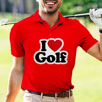 Kırmızı Düğme Aşağı Golf Gömlek Casual Gevşek Açık Nem Transfer Ter Sevgi Dolu Kalp Baskı POLO Yeni Moda Yaka erkek Üstleri
