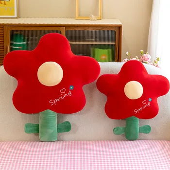 Kırmızı Çiçek Yumuşak Yastık Yastık Dolması Çiçek oyuncak bebek yatağı Yatak Odası Dekorasyon Oyuncak Doğum Günü Xms Sevimli Hediye