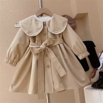 Kız Ceket Moda Bebek Yaka Rüzgarlık 2023 İlkbahar ve Sonbahar Yeni Kore Versiyonu Bebek Tunik Ceket Kız Sonbahar Giysileri