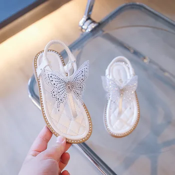 Kızların 2023 Yaz Yeni Moda Taklidi Kelebek Sıkma Ayak Prenses Ayakkabı Adım Elastik Sandalet