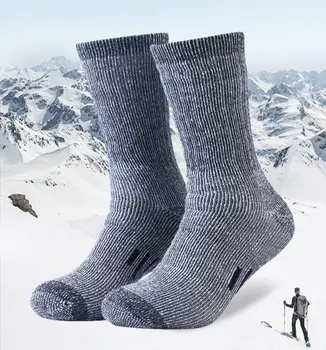 Kış Erkek merinos Yünü Çorap Yürüyüş Botu Çorap %80 % Merinos Yünü Kalın Termal Çorap Açık Spor Bisiklet Kayak Ekip Çorap