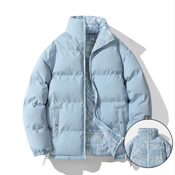 Kışlık ceketler Erkekler Parkas Kalınlaşmak sıcak tutan kaban Erkek Standı Yaka iki taraflı Aşınma Moda Parka Kadınlar Yeni Streetwear Boy