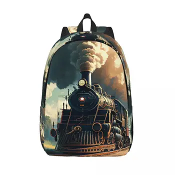 Laptop Sırt Çantası Benzersiz Buharlı Tren Chugs okul çantası Dayanıklı Öğrenci Sırt Çantası Erkek Kız Seyahat Çantası