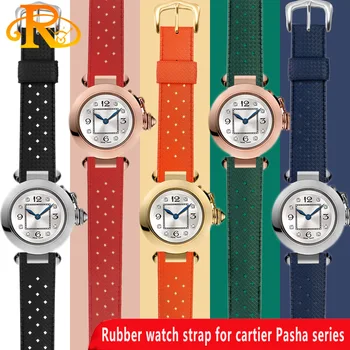 Lastik saat kayışı Cartier Paşa Serisi watchband çentikli Bileklik Bilezik 20 * 10mm 20 * 12mm 20 * 15mm erkek saati aksesuarları