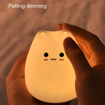 LED gece lambası kedi lambası kablosuz dokunmatik sensör silikon pil hayvan ışık çocuk tatil yatak odası masaüstü dekor lambası