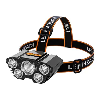 LED indüksiyon far kamp arama ışıkları USB şarj edilebilir farlar Led baş feneri çalışma ışığı dahili pil ile