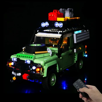 Led ışık Kiti Teknik 10317 Land Rover Classic Defender 90 Araba Yapı Taşları Tuğla Sadece Aydınlatma Dahil Hiçbir Model