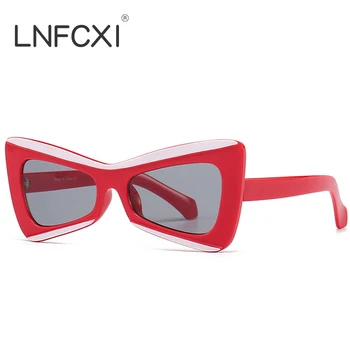 LNFCXI Retro Kedi Gözü Çift renkli güneş gözlükleri Kadınlar için Degrade Shades Vintage UV400 Erkekler güneş gözlüğü