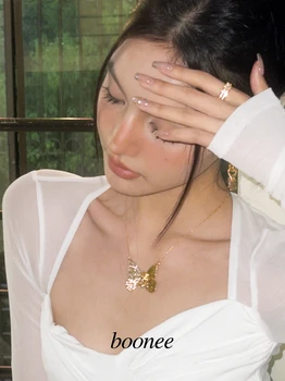 LONDANY kolye moda doku Kelebek klavikula kişiselleştirilmiş kolye kolye tatlı ve serin kadın kolye