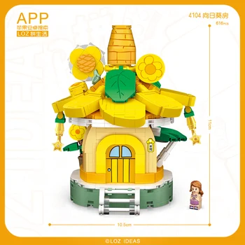 Loz Ayçiçeği Evi Mini Yapı Taşları Tuğla Kız ve Erkek Çocuk Çocuk Hediye Monte Set Yaratıcı Zeka Sahne