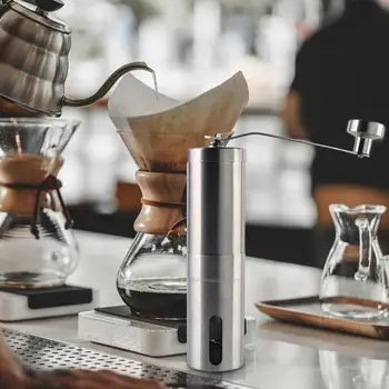 Manuel Kahve Değirmeni Profesyonel Çift Rulman Ayarlanabilir El kahve çekirdeği Taşlama Mutfak Aracı Seramik Değirmeni