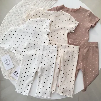Marka Yeni Gecelik Çiçek Takım Elbise Bebek Tam Baskılı T-shirt Yaz 2 adet Toddler Kız Moda Kısa Kollu Pijama Seti Ev giyim