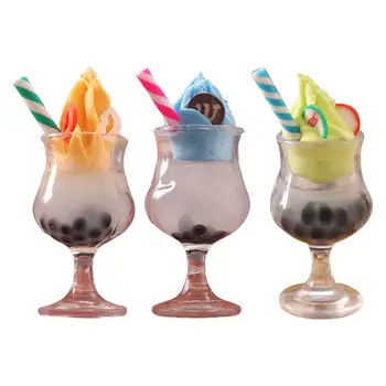 Masaüstü Oturma Odası Dekorasyonu için Sahte Dondurma Modeli Minyatür Yiyecek içecek