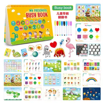 Meşgul Kitap Çocuklar için 2-5 Yıl Okul Öncesi Çocuk Öğrenme Tekrarlanan yapışkan kitap 3D Flip Flap Kitap Montessori Bebek İngilizce Oyuncak Kitap