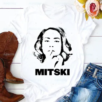 Mitski Şarkıcı T-Shirt Kadın Grafik Tees Gömlek Kadın Gömmek Bana At Makeout Creek Tişörtleri Ekip Boyun Olabilir Kovboy Harajuku Tops