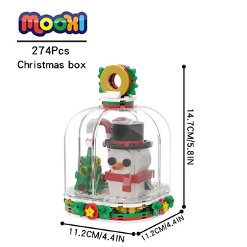MOC1290 274 adet Yaratıcı Serisi Noel Kutusu Kardan Adam Tuğla Anime Uyumlu Yapı Taşı Oyuncak Çocuklar İçin Yaratıcı Hediye Arkadaş