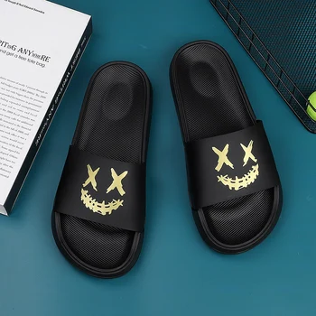 Moda erkek Tek Kelime Sandalet Yumuşak EVA Ev Terlik banyo terliği Açık Büyük Boy plaj ayakkabısı