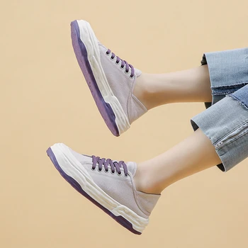 Moda İki Aşınma kanvas ayakkabılar Kadınlar için 2023 Bahar Yeni Kalın Taban Moda Günlük Çok Yönlü Rahat Rahat spor salonu ayakkabısı