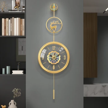Modern Altın duvar saati Klasik Yuvarlak Metal Tasarım duvar saati Dijital Minimalist Relojes De Pared Oturma Odası Mobilya
