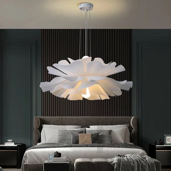 Modern LED Kolye Lamba Yatak Odası Tavan Lambası Basit Sıcak Avize İskandinav Tasarım Yaprakları Tek Kordon Asılı Aydınlatma Armatürleri