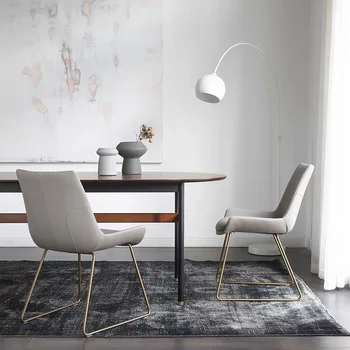 Modern minimalist bakır kaplama deri ev otel yemek odası yemek sandalyeleri