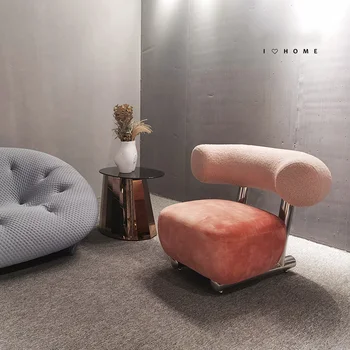 Modern modern İskandinav tasarımcı yaratıcı boru tek kumaş boş sandalye otel aile yanında tekli koltuk tek kişilik kanepe sandalye