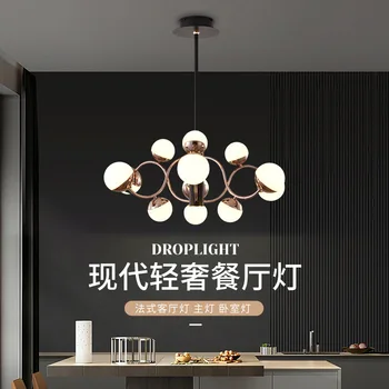 Modern ışık lüks yemek odası avize küresel yuvarlak kapak Internet ünlü demir lamba ev kullanımı ve ticari kullanım LED