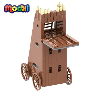 MOOXI Askeri Savaşları 224 Adet MOC Tuğla Orta Çağ Merdiven Kamyon Modeli DIY Yapı Taşları Eğitim Oyuncaklar Çocuklar İçin MOC5012