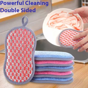 Mutfak Ovma Scrubber Bulaşık Süngeri Bez Yeni Mutfak Bulaşık Yıkama Sünger Temizleme Çift Araçları Pad Gadget Taraflı Temizlik
