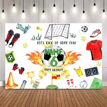 Mutlu Doğum Günü Futbol Özelleştirmek Adı fotoğraf kabini Arka Plan Futbol Sahası Spor Çocuk Doğum Günü Partisi Dekorasyon Zemin