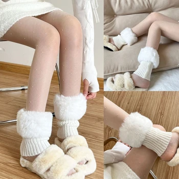 Nervürlü bacak ısıtıcıları kadın Harajuku örme tığ çizme manşet çorap sıcak bacak örtüsü