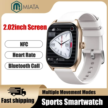 NFC Bluetooth Çağrı akıllı saat Erkekler 2.02 inç Büyük Ekran Kalp Hızı Sağlık Bilezik Su Geçirmez Spor Smartwatch Kadınlar İçin
