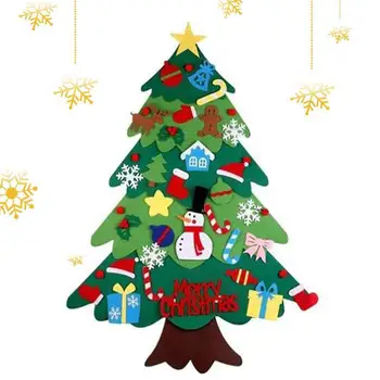 Noel Ağacı Duvar Asılı Montessori Noel Ağacı Noel Keçe Ağacı Çocuklar Bebekler İçin 21 adet Ayrılabilir Süsler