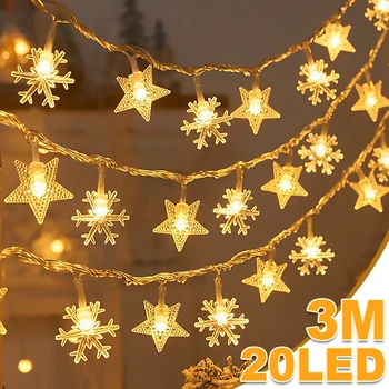 Noel Ağacı Kar Tanesi LED Dize İşıklar Noel ağaç dekor Peri Aydınlatma Dizeleri Kolye Süsler Ev Partisi İçin Yeni Yıl 2024