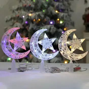 Noel Ağacı Üst Yıldız Yaratıcı Şekil pille çalışan LED Parlayan Noel Ağacı Üst 3D Pentagram Noel Süs Parti Malzemeleri