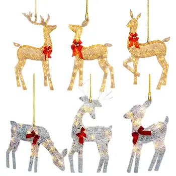 Noel Geyik Asmak Süsleme 2D Düz Akrilik Noel Ağacı Geyik Süsler doğal hayvan Merry Christmas Geyik festivaller Dekor