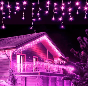 Noel Saçağı ışıkları açık 2024 Su Geçirmez Perde Çelenkleri 5M*0.5/0.6/0.7 M yeni yıl 2024 Festoon Led peri ışıkları düğün