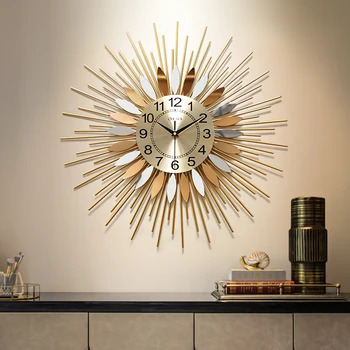 Nordic ışık lüks saat oturma odası ev saati yaratıcı moda trendi dilsiz güneş duvar saati kişilik basit duvar saati