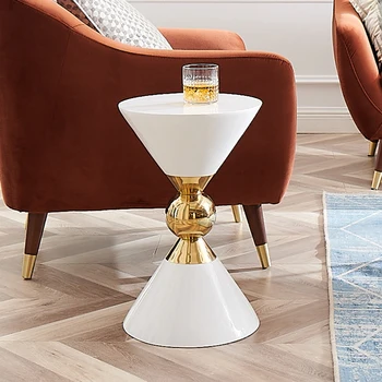 Nordic ışık lüks yuvarlak köşe masa oturma odası kahve sehpası küçük daire, mini yaratıcı kanepe yan sehpa