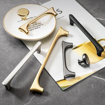Nordic ışık lüks şık dolap kapağı tutacağı altın Dolap Çekmece Siyah High-end ayakkabı dolabı Mutfak Küçük Kolları mobilya