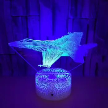 Nıghdn 3D LED gece lambası uçak görsel ışıkları dokunmatik 7 renk değiştirme akrilik Masa Lambası doğum günü yılbaşı hediyeleri çocuklar için çocuk